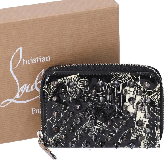 Christian Louboutin Coin Case Black Cream Patent Leather Hardware - Picture 1 of 5